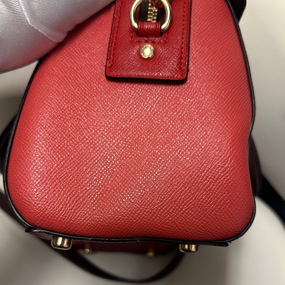 Coach Rowan Satchel Colorblock Deep Scarlet Multi, 2 in 1 Coach Boston style Bag - Picture 15 of 17